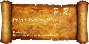 Pritz Rézmán névjegykártya